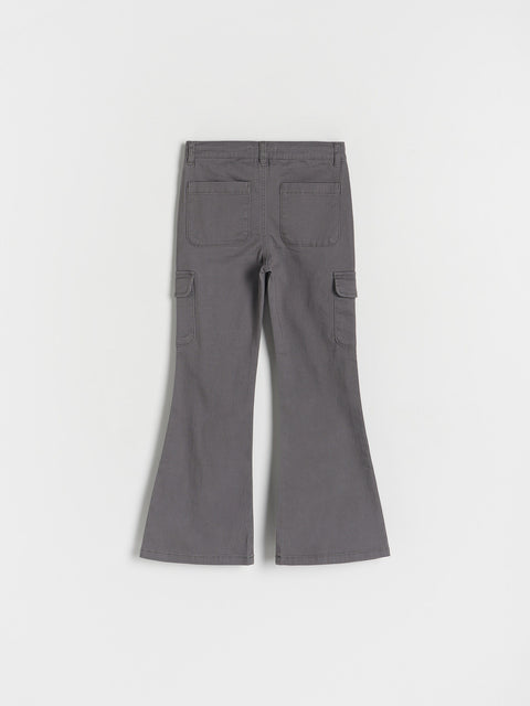 Gray cargo pants on a white background