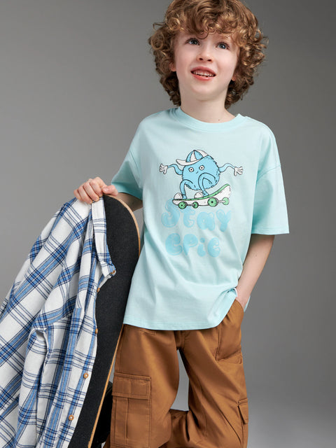 Sinsay Boy's Light Blue T-Shirt With Print | Sinsay In Lebanon