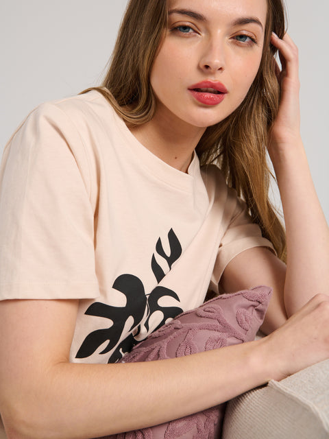 Sinsay Women's Beige/Black Two-Piece Pajamas With Short Sleeves | Sinsay In Lebanon