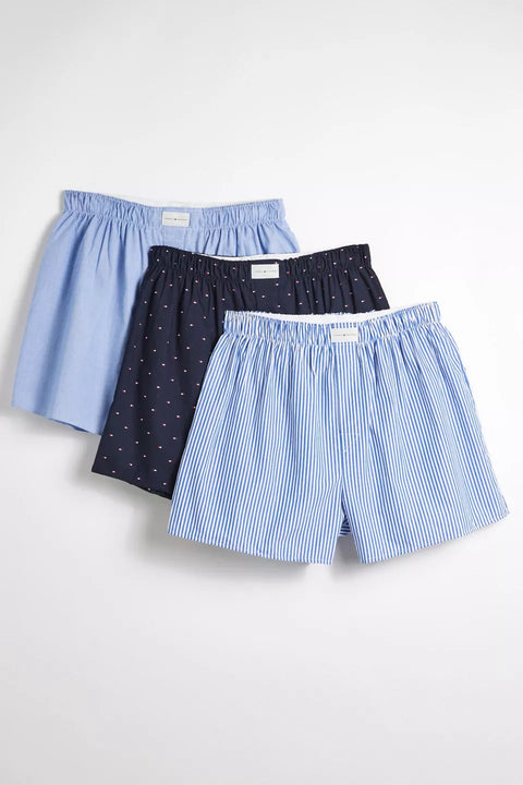 Tommy Hilfiger Men's Multi-Blue Pack Of 3 Woven Boxers | Tommy Hilfiger In Lebanon