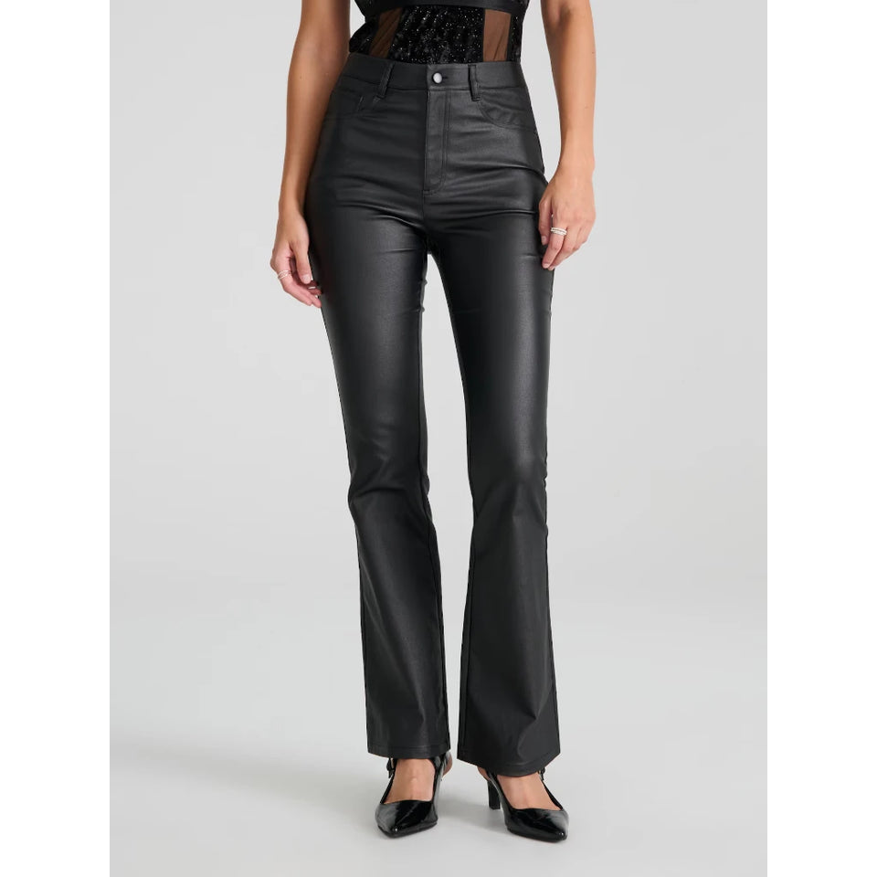 Sinsay Women's Black Coated Flared Pants