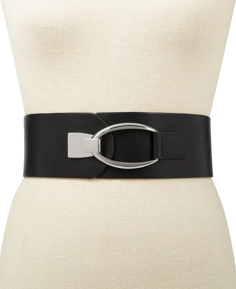 I.N.C. International Concepts Women's Black Interlocking-Hook Stretch Belt, Regular and Plus Size Interlocking-Hook Stretch Belt | I.N.C. International Concepts In Lebanon