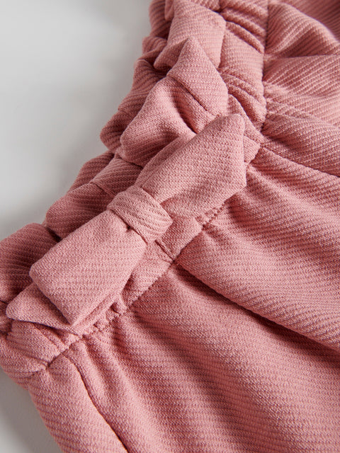 Reserved Girl's Dirty Pink Knitted Trousers With A Bow | Reserved In Lebanon