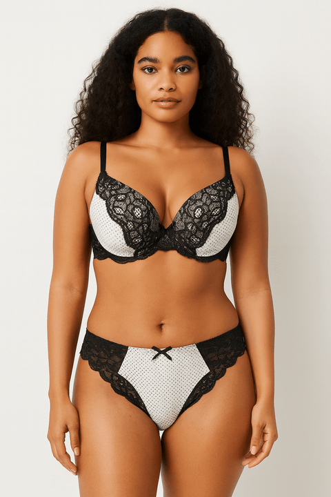 Demar Women's Black & White Lingerie Set | Demar In Lebanon