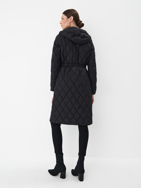 Mohito Women's Black Hooded Long Quilted Coat |Mohito In Lebanon