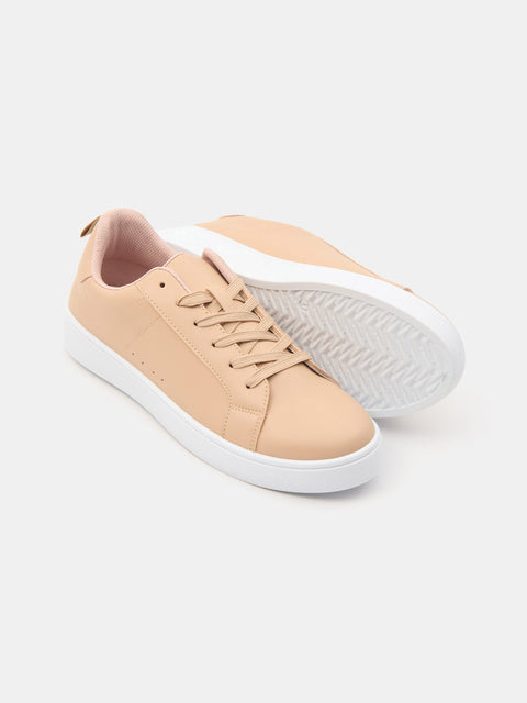 Sinsay Women's Beige Lace-Up Trainer Sneakers | Sinsay In Lebanon