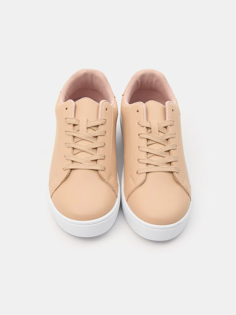 Sinsay Women's Beige Lace-Up Trainer Sneakers | Sinsay In Lebanon