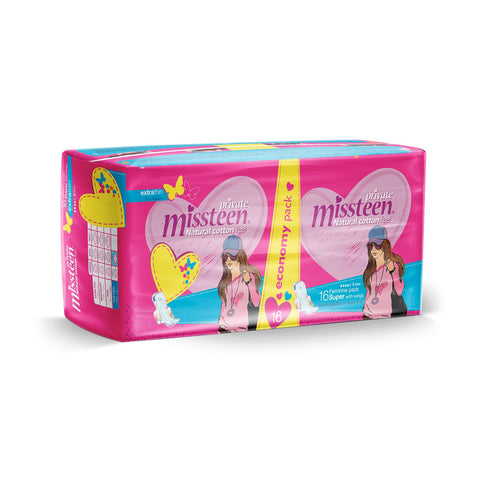 Private Miss Teen Super 16 Pads Natural Cotton Feel
