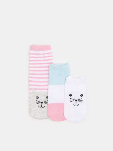Sinsay Baby Girl's White /Blue/Pink  3 pack Socks| Sinsay in Lebanon