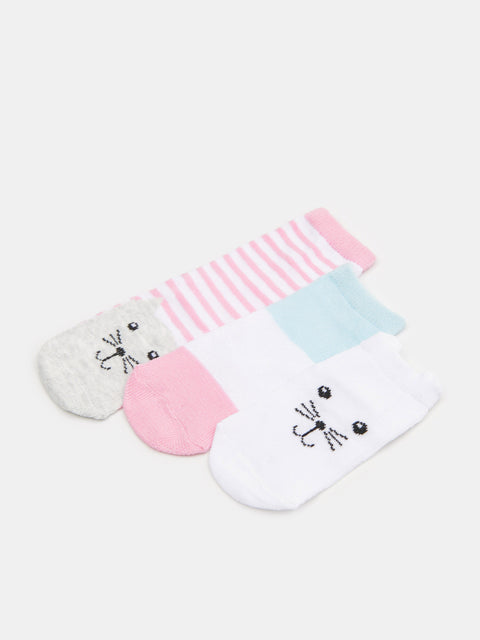 Sinsay Baby Girl's White /Blue/Pink  3 pack Socks| Sinsay in Lebanon
