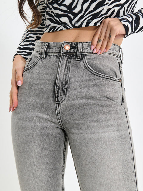 Sinsay Women's Light Grey High-waisted mom-fit Jeans  |Sinsay  in Lebanon