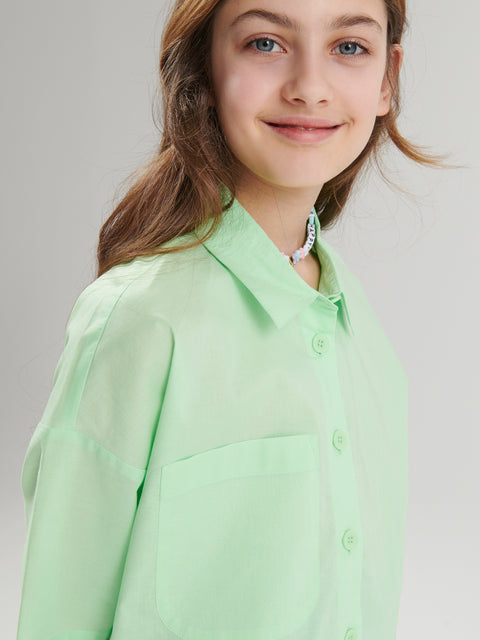 Sinsay Girl's Green Short Sleeve Plain Shirt|Sinsay In Lebanon