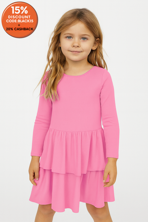 Epic Threads Girl's PinkRibbed-Knit Tiered Ruffled Dress  |Epic Threads In Lebanon