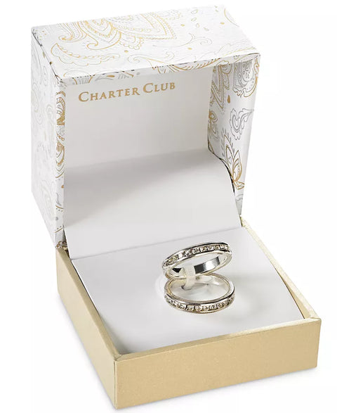 Charter Club Women's Fine Silver Plate Glass Stone Ring Duo  |Charter Club In Lebanon