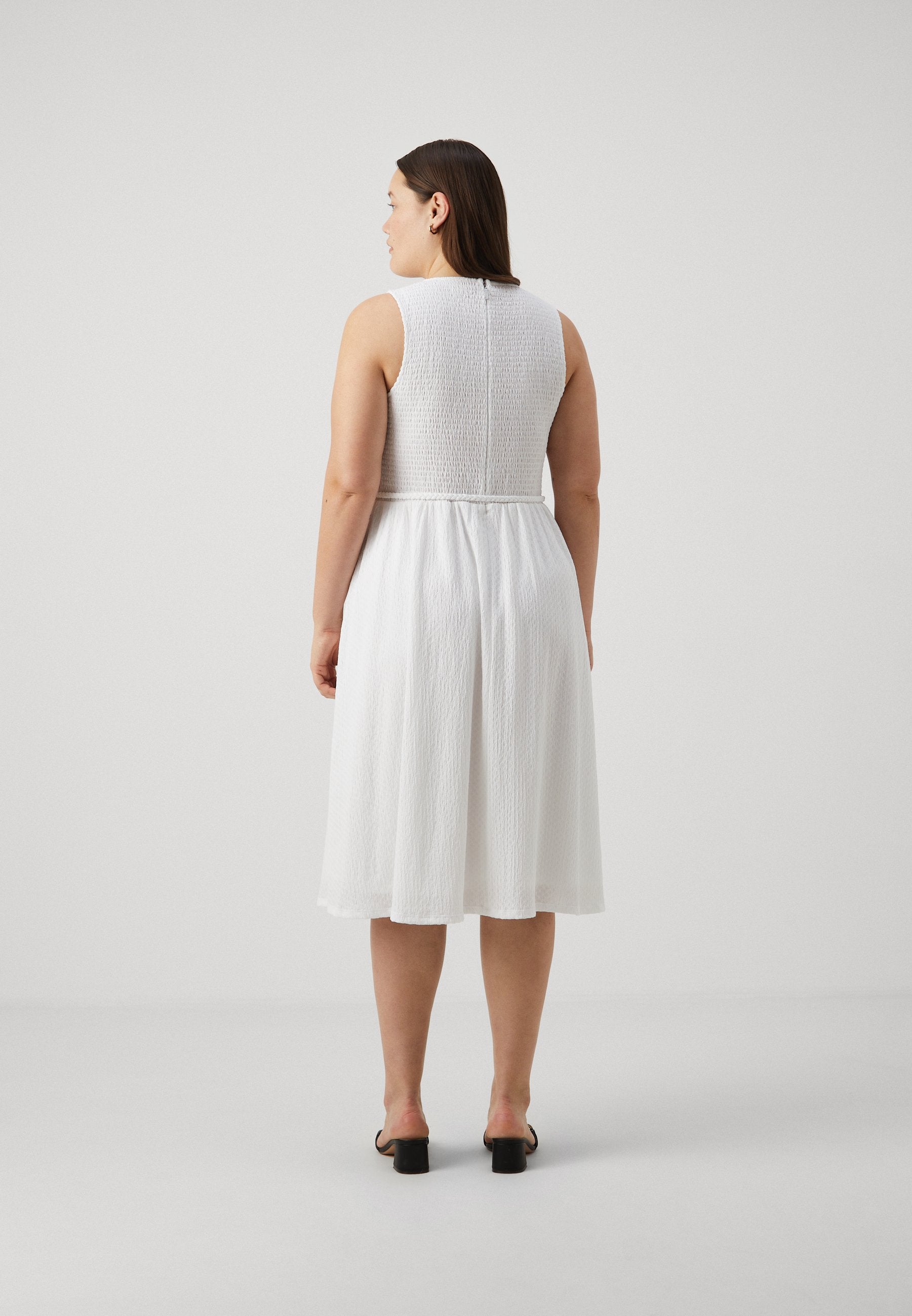 Michael Kors Women's White Smocked Midi Day Dress | Michael Kors In Lebanon