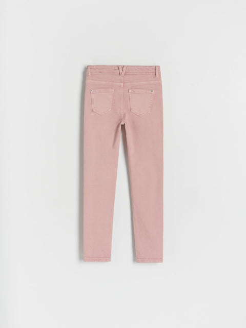 Pink pants on a light gray background