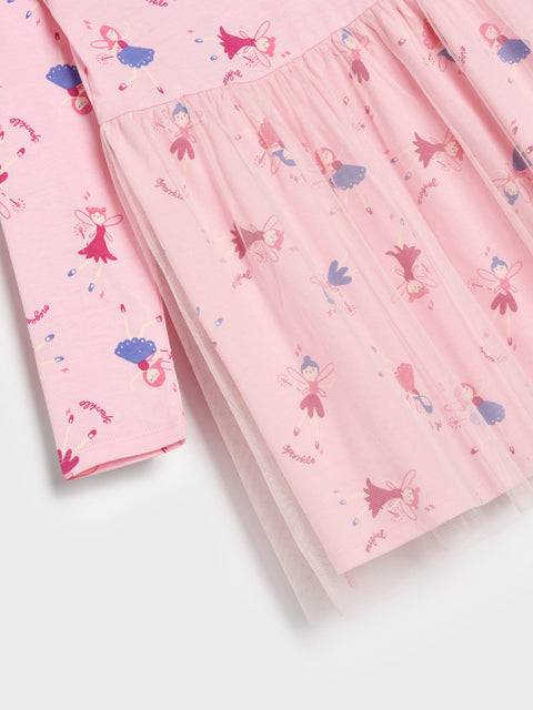 Sinsay Girl's Pastel Pink Tulle Dress With A Print | Sinsay In Lebanon