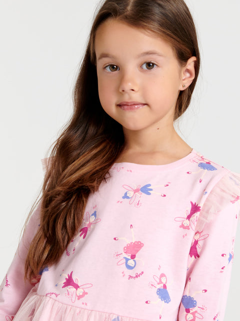 Sinsay Girl's Pastel Pink Tulle Dress With A Print | Sinsay In Lebanon