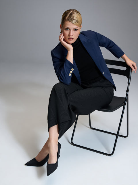 Sinsay Women's Navy Single-Breasted Blazer|Sinsay In Lebanon