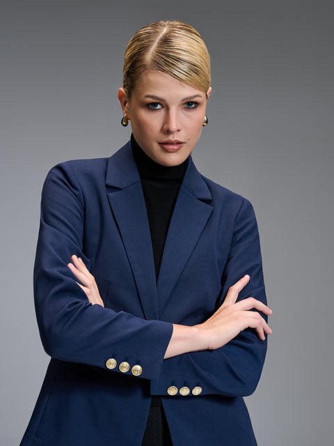 Sinsay Women's Navy Single-Breasted Blazer|Sinsay In Lebanon