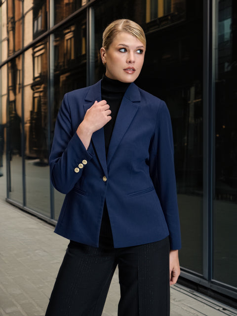 Sinsay Women's Navy Single-Breasted Blazer|Sinsay In Lebanon
