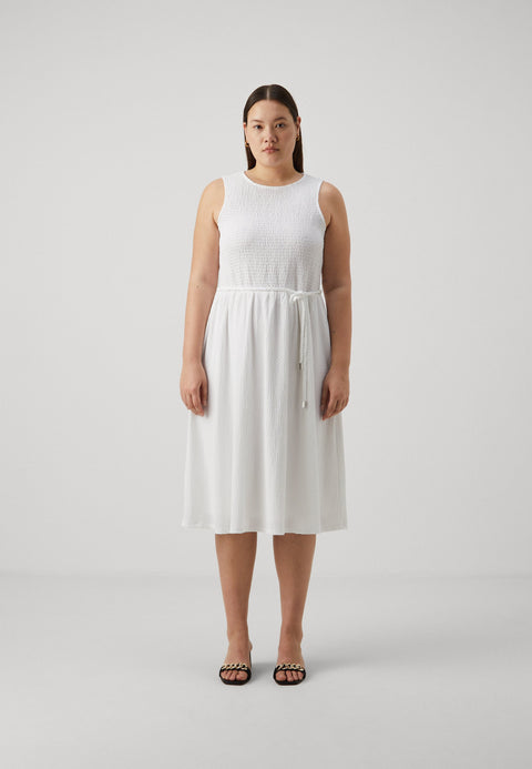 Michael Kors Women's White Smocked Midi Day Dress | Michael Kors In Lebanon
