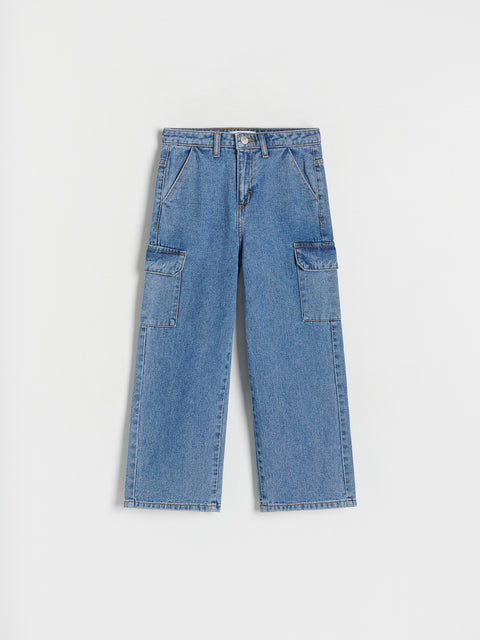 Blue jeans on a white background
