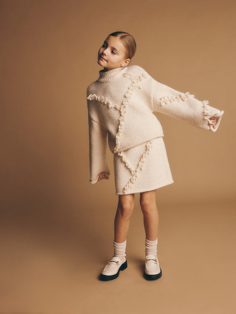Reserved Girl's Beige Skirt With Fringes | Reserved In Lebanon