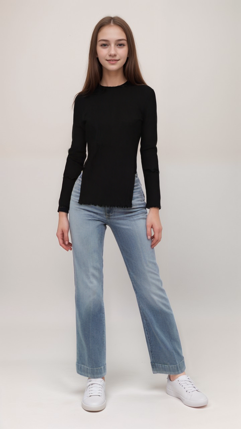 POMPdeLUX Girl's Black  Long Sleeve  T-Shirt |POMPdeLUX in Lebanon