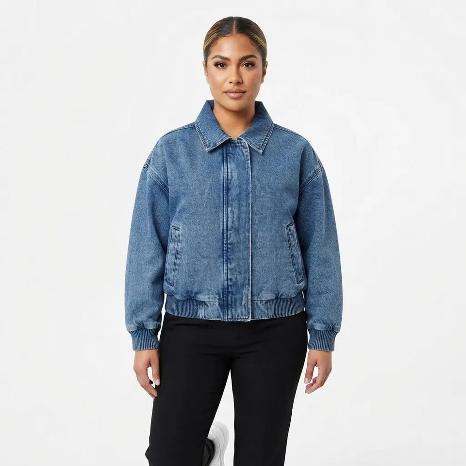 Celebrity Pink Women's Blue Washed Denim Jacket