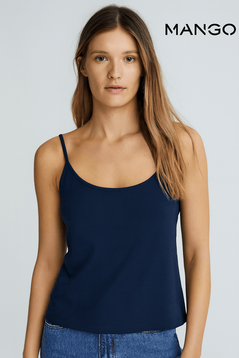 Mango Women's Navy Blue Sleeveless Camisole | Mango in Lebanon
