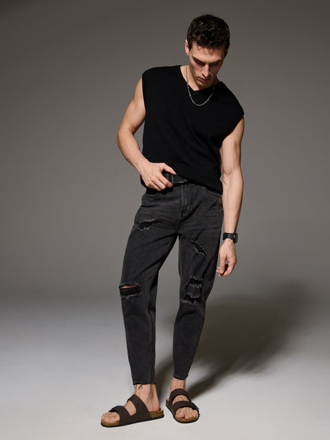 Sinsay Men's Washed  Black Carrot fit Jeans | Sinsay in Lebanon