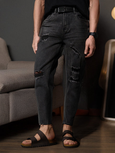 Sinsay Men's Washed  Black Carrot fit Jeans | Sinsay in Lebanon