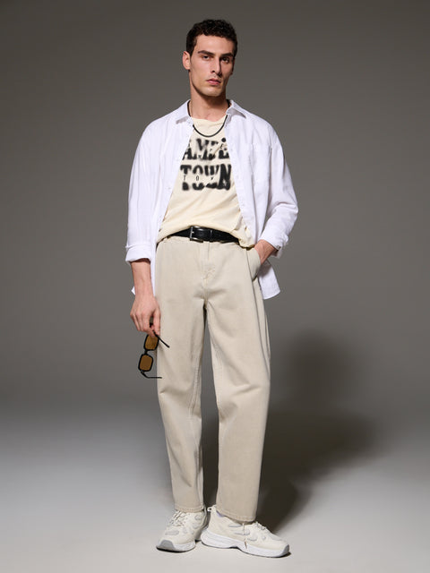 Sinsay Men's Beige Barrel fit Jeans | Sinsay in Lebanon