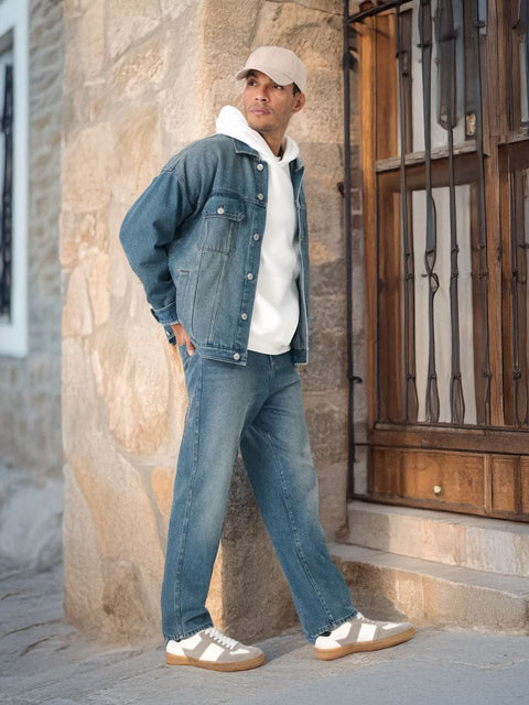 Sinsay Men's Dark Blue Loose Fit Wide Jeans | Sinsay In Lebanon