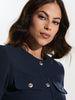 Sinsay Women's Navy Round Neck Short Blazer | Sinsay In Lebanon