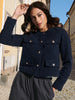 Sinsay Women's Navy Round Neck Short Blazer | Sinsay In Lebanon