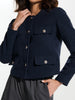 Sinsay Women's Navy Round Neck Short Blazer | Sinsay In Lebanon