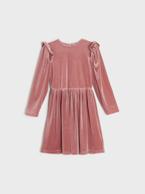 Sinsay Girl's Dusty Rose Velvet Long Sleeve Dress |Sinsay In Lebanon