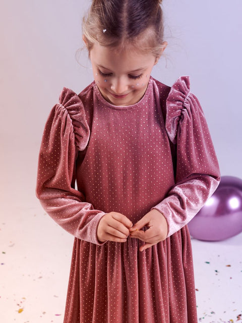 Sinsay Girl's Dusty Rose Velvet Long Sleeve Dress |Sinsay In Lebanon