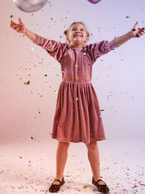 Sinsay Girl's Dusty Rose Velvet Long Sleeve Dress |Sinsay In Lebanon