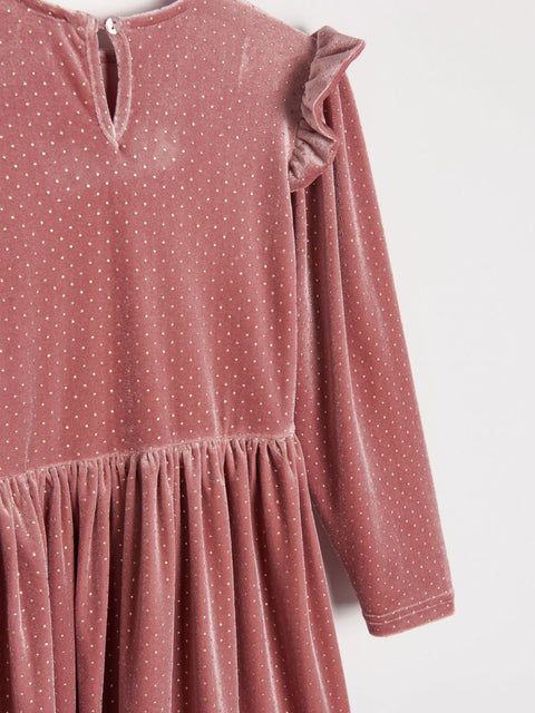 Sinsay Girl's Dusty Rose Velvet Long Sleeve Dress |Sinsay In Lebanon