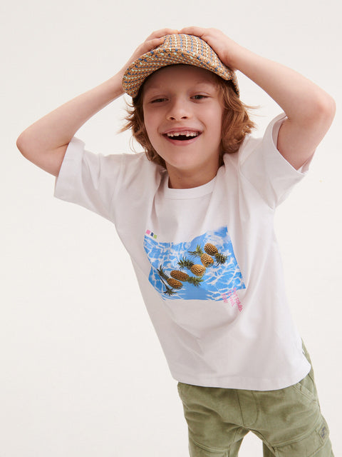 Reserved Boy's White T-shirt With Print | Reserved In Lebanon
