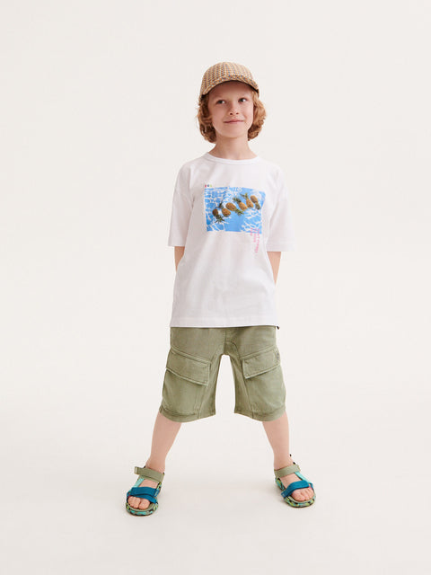 Reserved Boy's White T-shirt With Print | Reserved In Lebanon