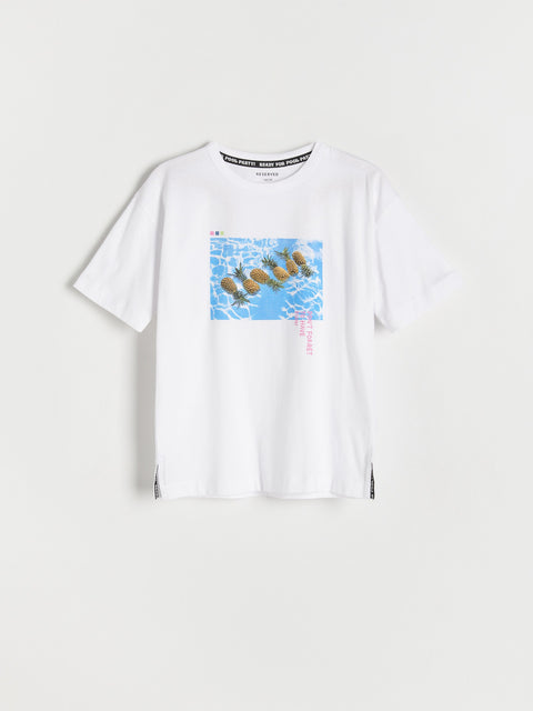 Reserved Boy's White T-shirt With Print | Reserved In Lebanon