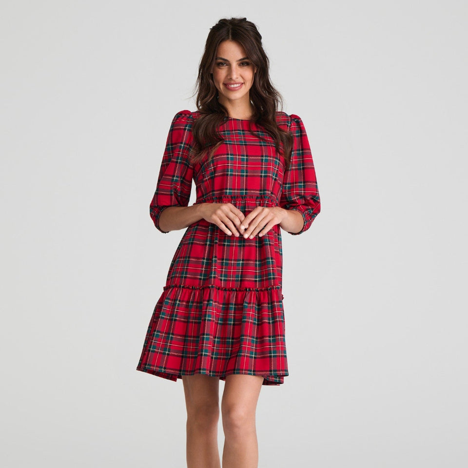 Sinsay Women's Red & Green Plaid Mini Dress