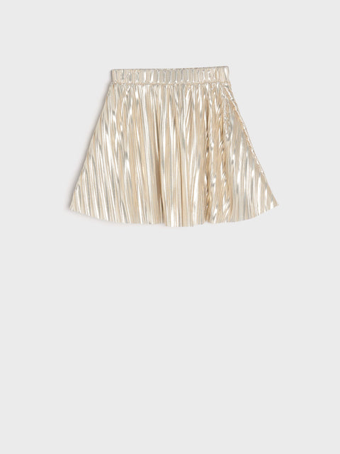 Gold metallic skirt on a white background