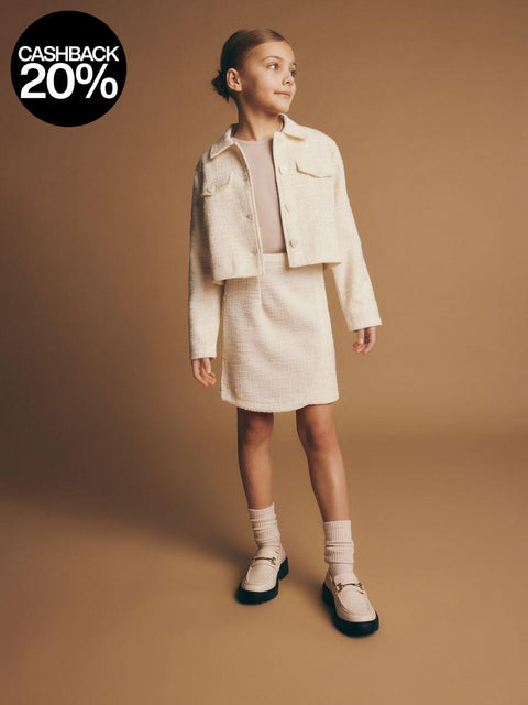 Reserved Girl's Off White Tweed Skirt |Reserved In Lebanon
