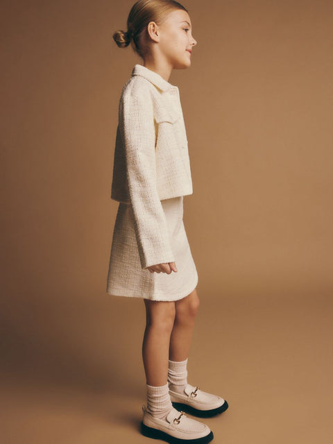 Reserved Girl's Off White Tweed Skirt |Reserved In Lebanon