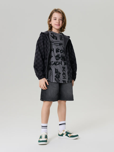 Sinsay Boy's Washed Black Straight Fit Shorts | Sinsay In Lebanon